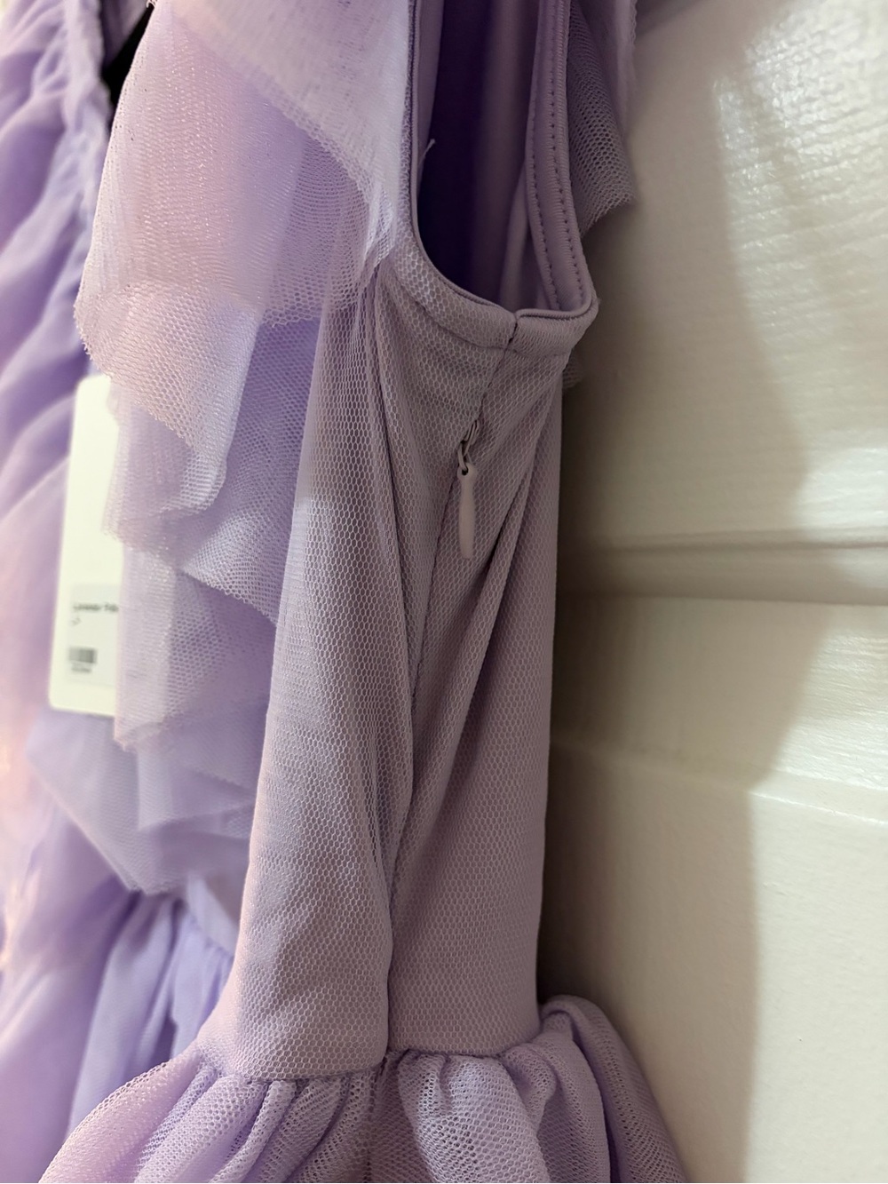 NWT Entro Ruffled Tulle V-Neck Tiered Mini Dress in Lavender - Picture 5 of 9